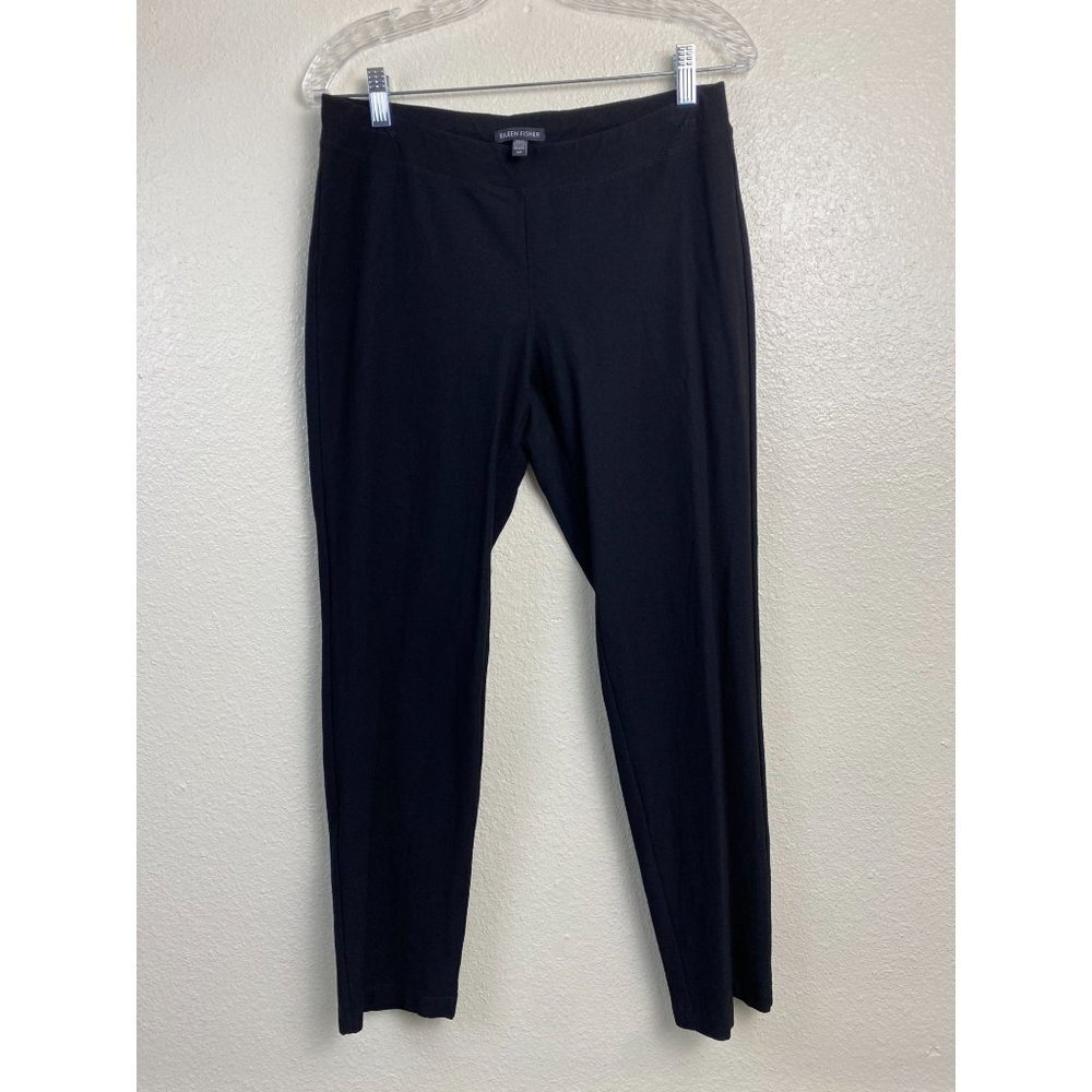 Eileen Fisher Straight leg Pull on Black Pants Womens size Small Minimalist Work
